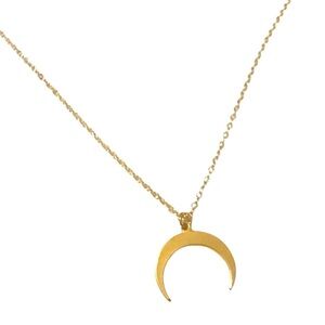 Handmade Dainty Crescent‎ Moon Gold Pendant Necklace, OOAK, New
